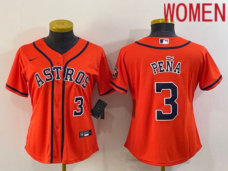 Women Houston Astros 3 Pena Orange Game Nike 2022 MLB Jerseys